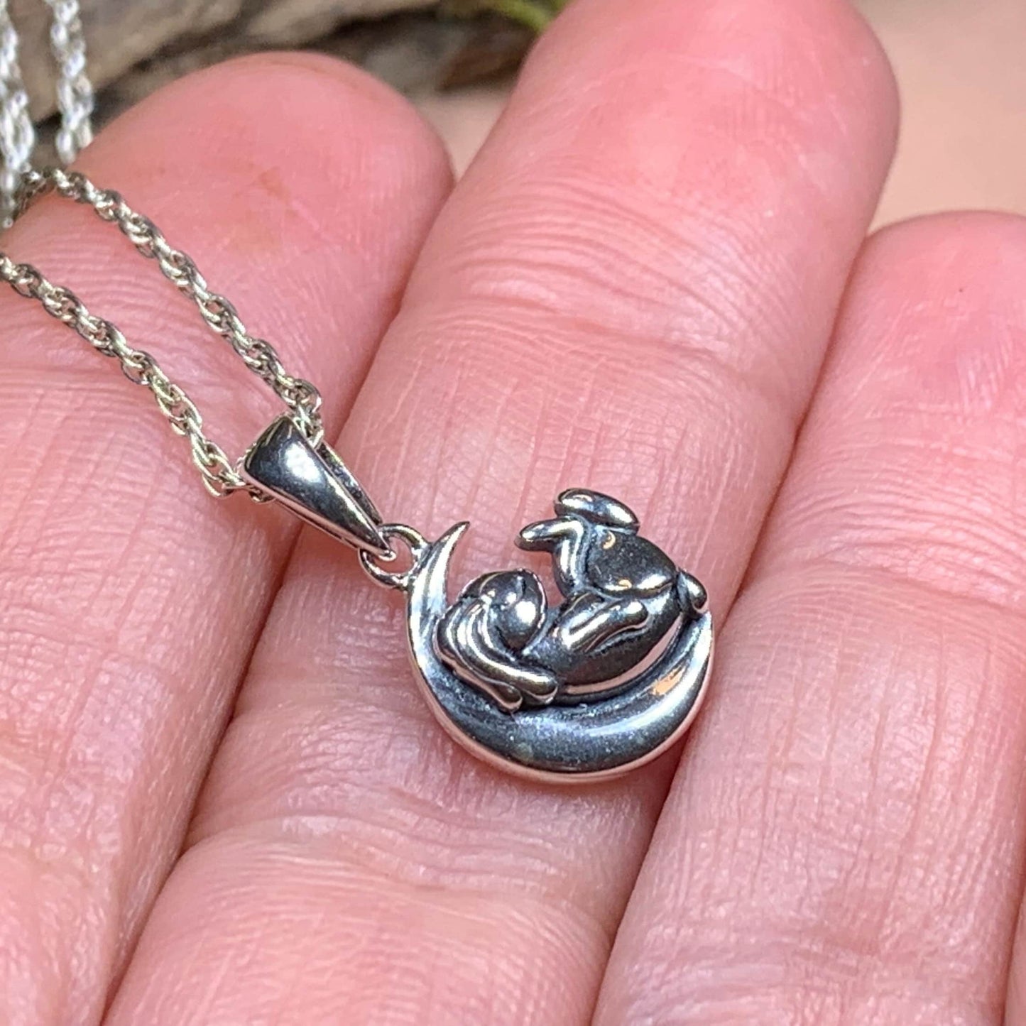 Sleepy Rabbit Moon Necklace