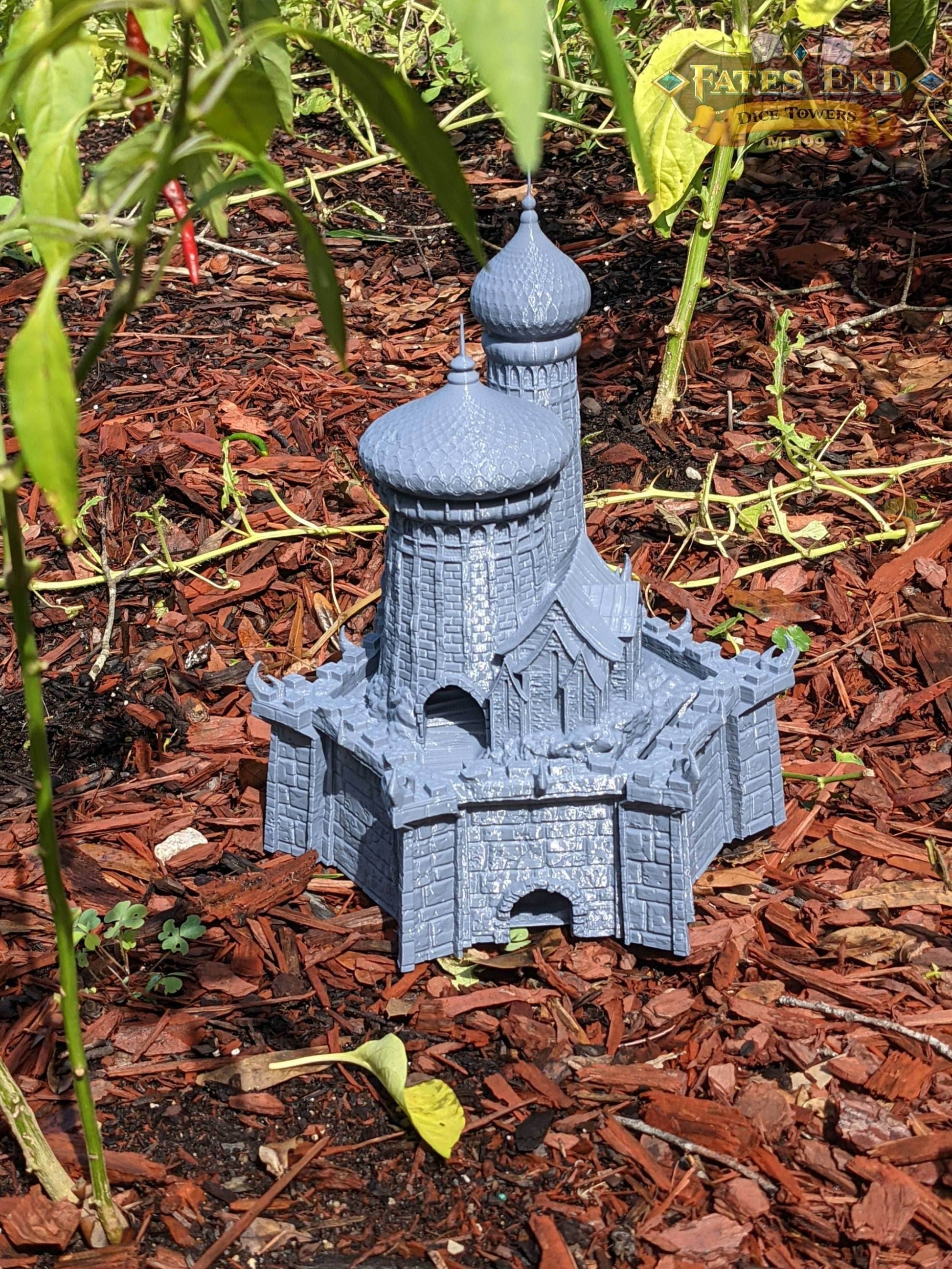 Dragonlance Weis-Hickman 3D Printed Dice Tower - Fate's End Collection - Embark on Legendary Quests, Honoring Epic Narratives with Each Roll - Black / Yes- Include Random Dice Set