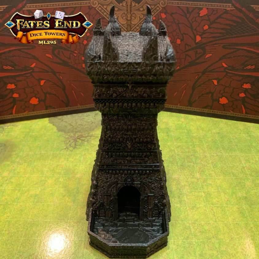 Fates End Necromancer Dice Tower - Green Bronze / Without Tray