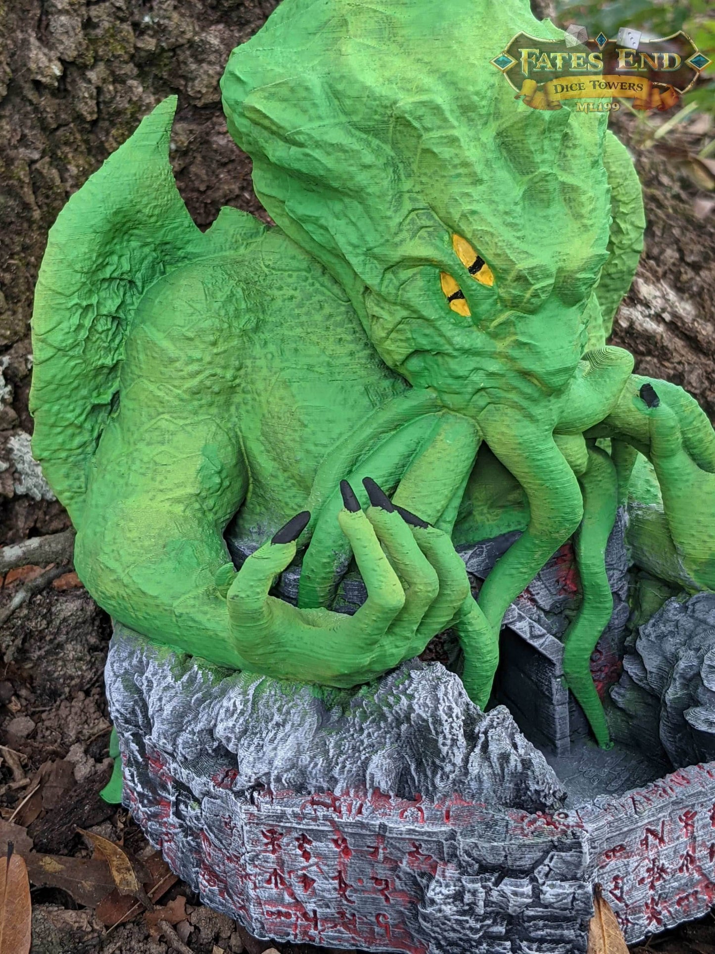 Cthulhu Dice Tower - Fate's End Collection - Unleash Cosmic Dread. Perfect for Lovecraftian Gaming! - Black / Yes- Include Random Dice Set