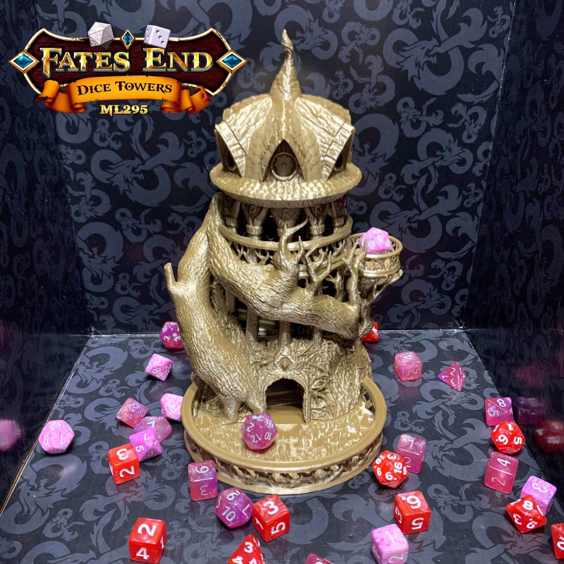 Fates End Druid Dice Tower - Green Bronze / Without Tray
