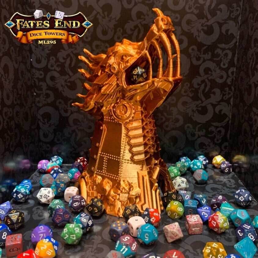 Fates End Clockwork Monster Dice Tower - Green Bronze / Without Tray