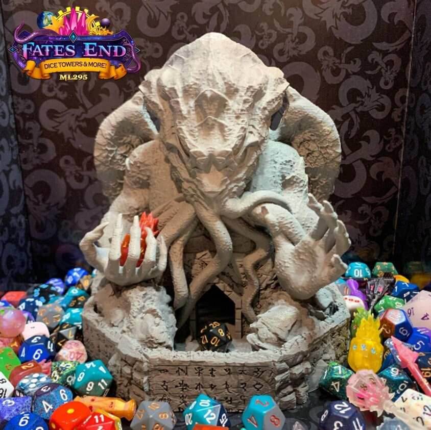 Fates End Cthulhu Dice Tower - Green Bronze