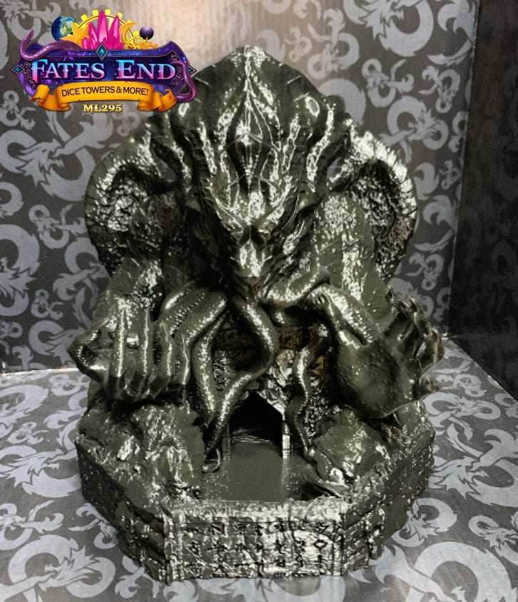 Fates End Cthulhu Dice Tower - Green Bronze