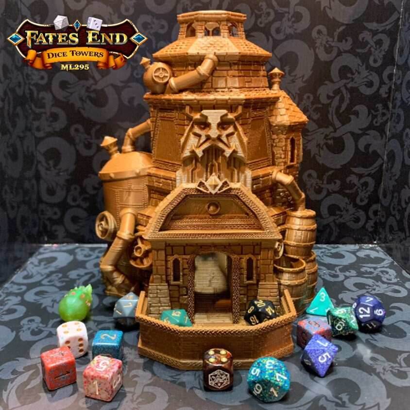 Fates End Drunken Dwarven Brewery Dice Tower - Green Bronze / Without Tray