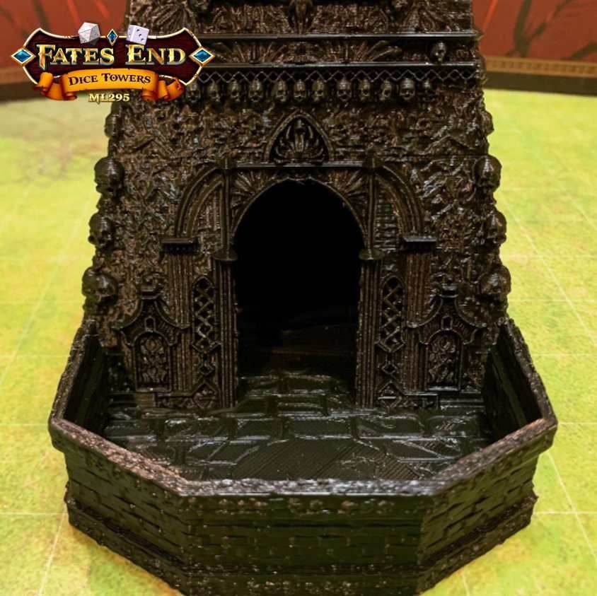 Fates End Necromancer Dice Tower - Green Bronze / Without Tray