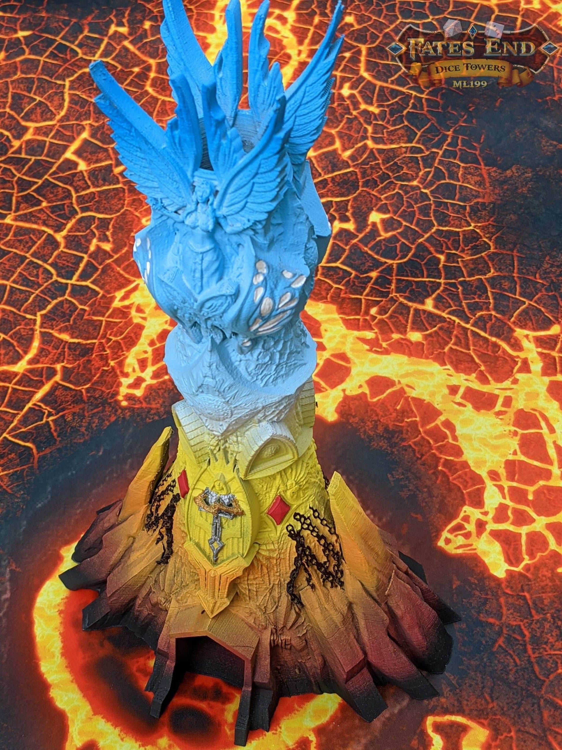 Heaven and Hell Dice Tower- Fate's End Collection by Kim Bolt- Embrace the Eternal Battle Between Heaven and Hell! - Black / Yes- Include Random Dice Set