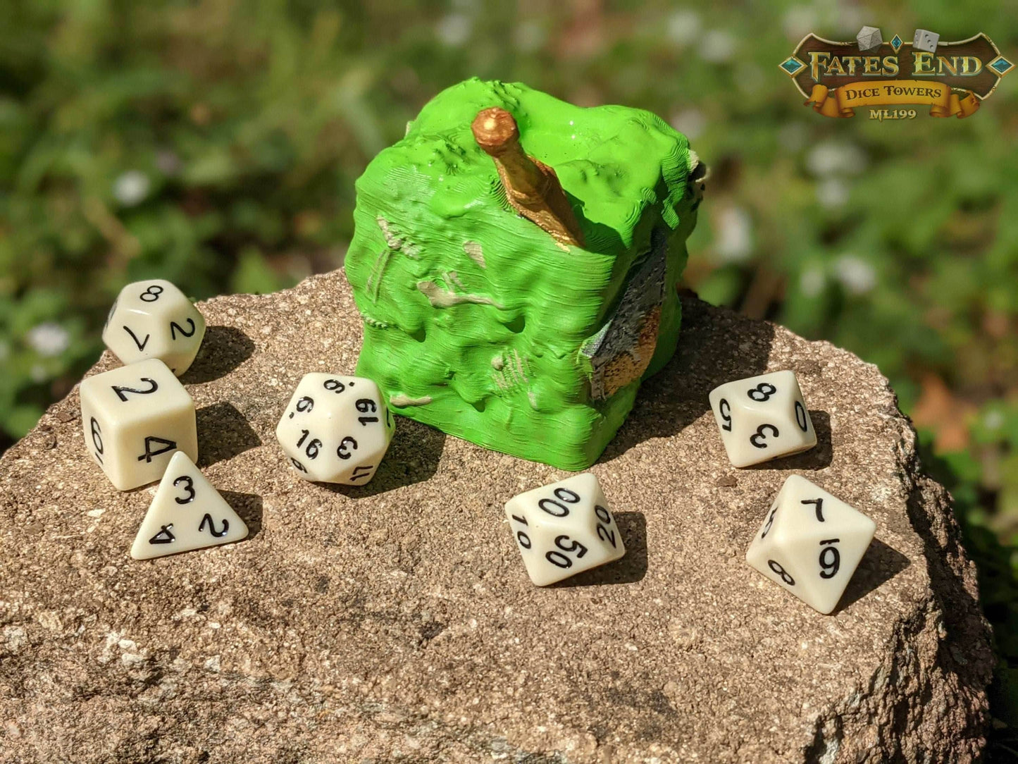 Gelatinous Cube 3D Printed Dice Jail | RPG Dice Vault | D20 Storage Box | Player Gift - Embrace the Curious Confinement! - Black / Yes- Include Random Dice Set