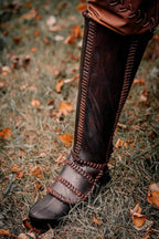 Viking leather shin guards - brown (lie photo) / S