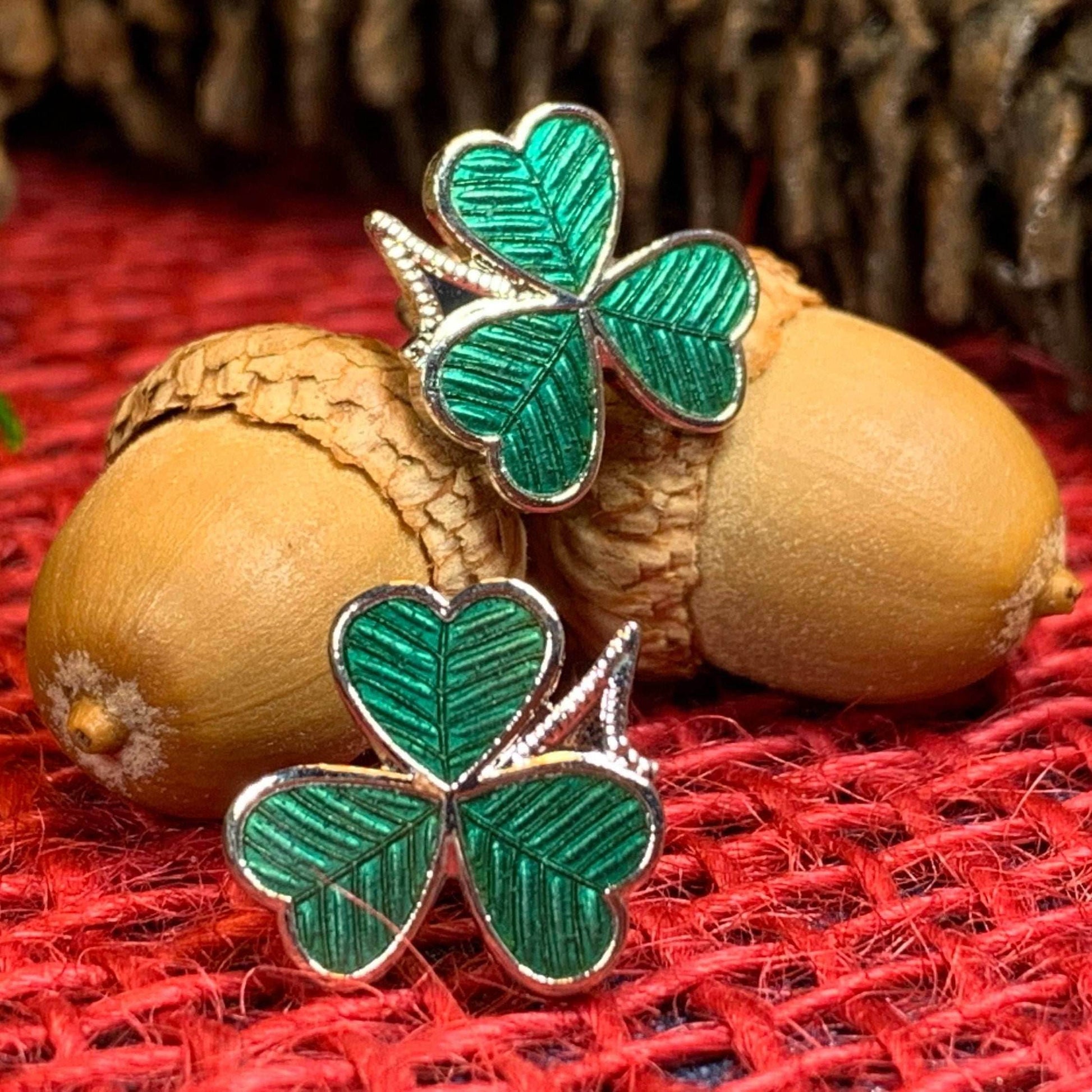 Shamrock Enamel Earrings - 