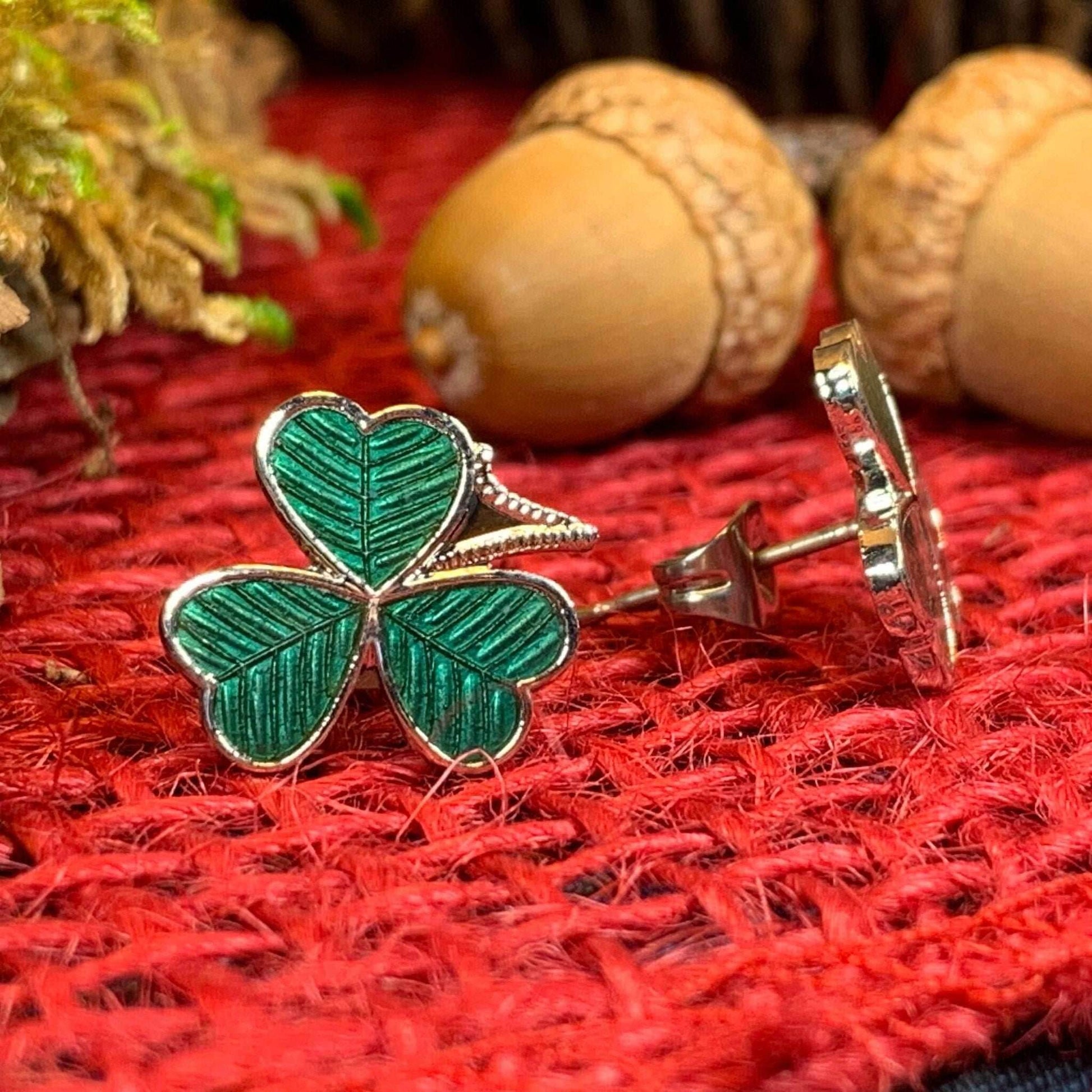 Shamrock Enamel Earrings - 