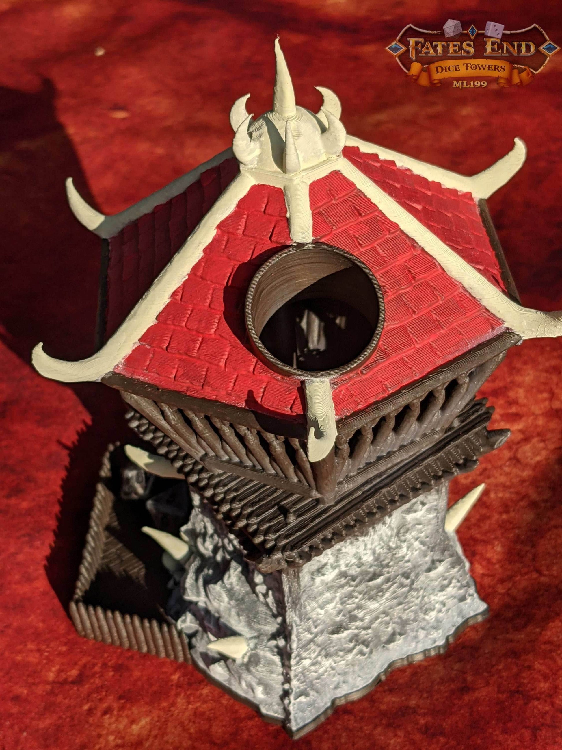 Barbarian Class 3D Printed RPG Dice Tower - Fate's End Collection - Channel the Savage Might of Ancient Warriors with Each Roll. - Black / Yes- Include Random Dice Set