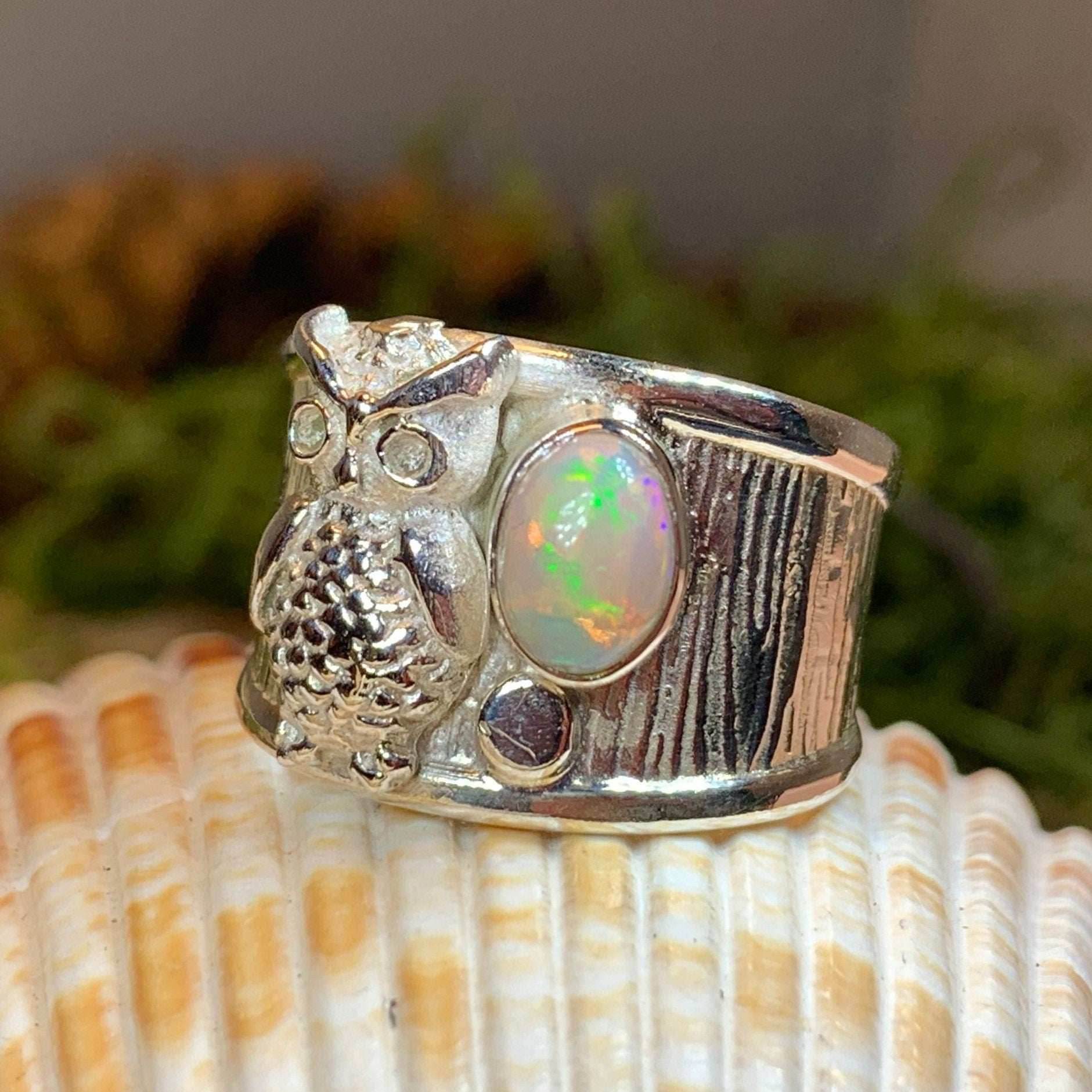 Olette Owl Ring - Larimar / 7