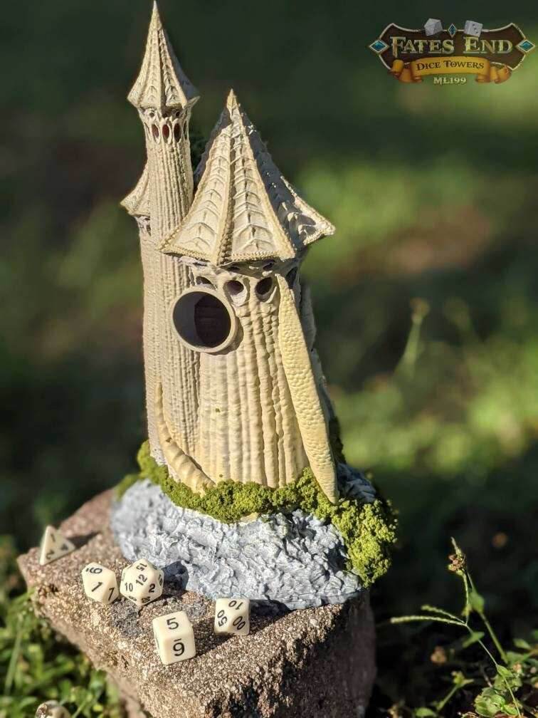 Skeletal Dragon Necromancer Lich 3D Printed Dice Tower-Fate's End Collection-Tabletop RPG Cosplay - Dungeons and Dragon DnD D&D Wargaming. - Black / Yes- Include Random Dice Set