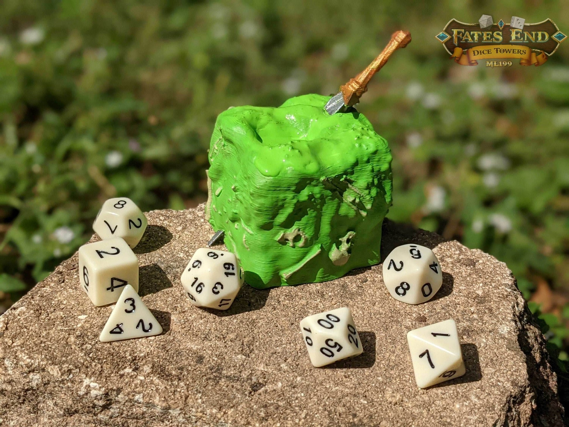 Gelatinous Cube 3D Printed Dice Jail | RPG Dice Vault | D20 Storage Box | Player Gift - Embrace the Curious Confinement! - Black / Yes- Include Random Dice Set