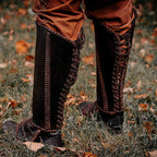 Viking leather shin guards - brown (lie photo) / S