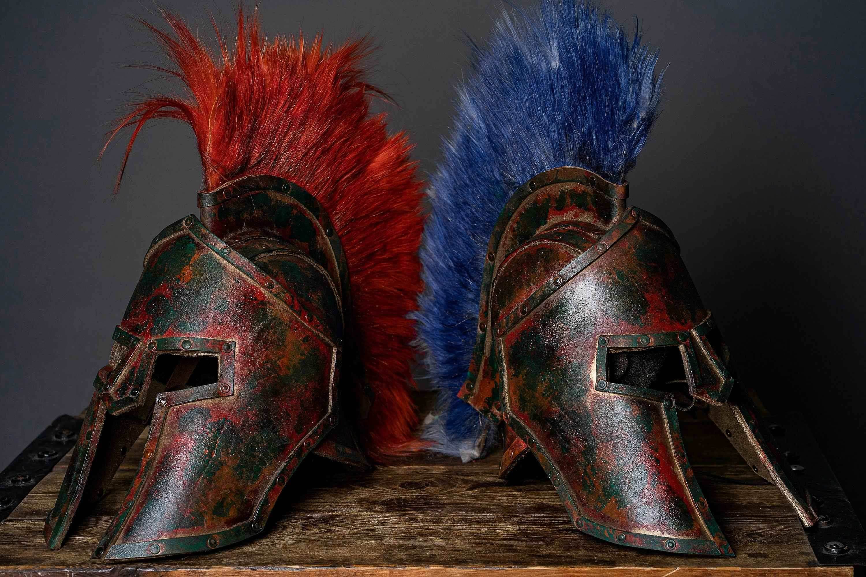 King Leonid spartan helmet (300 Spartans) - S / Red hair