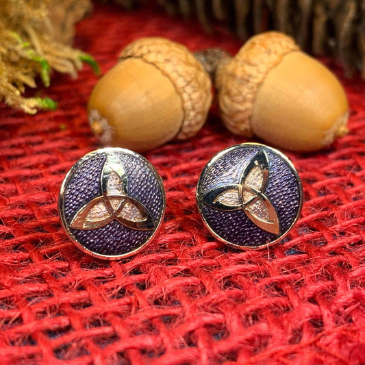 Trinity Knot Stud Earrings - Purple