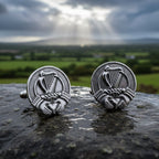Irish Claddagh & Harp Cuff Links