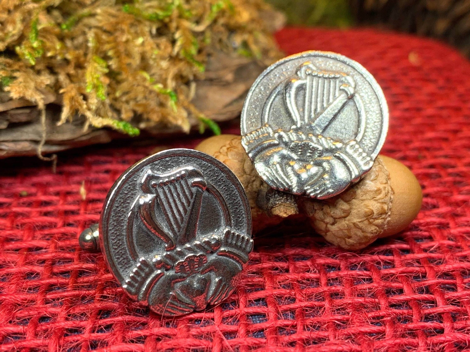Irish Claddagh & Harp Cuff Links - 