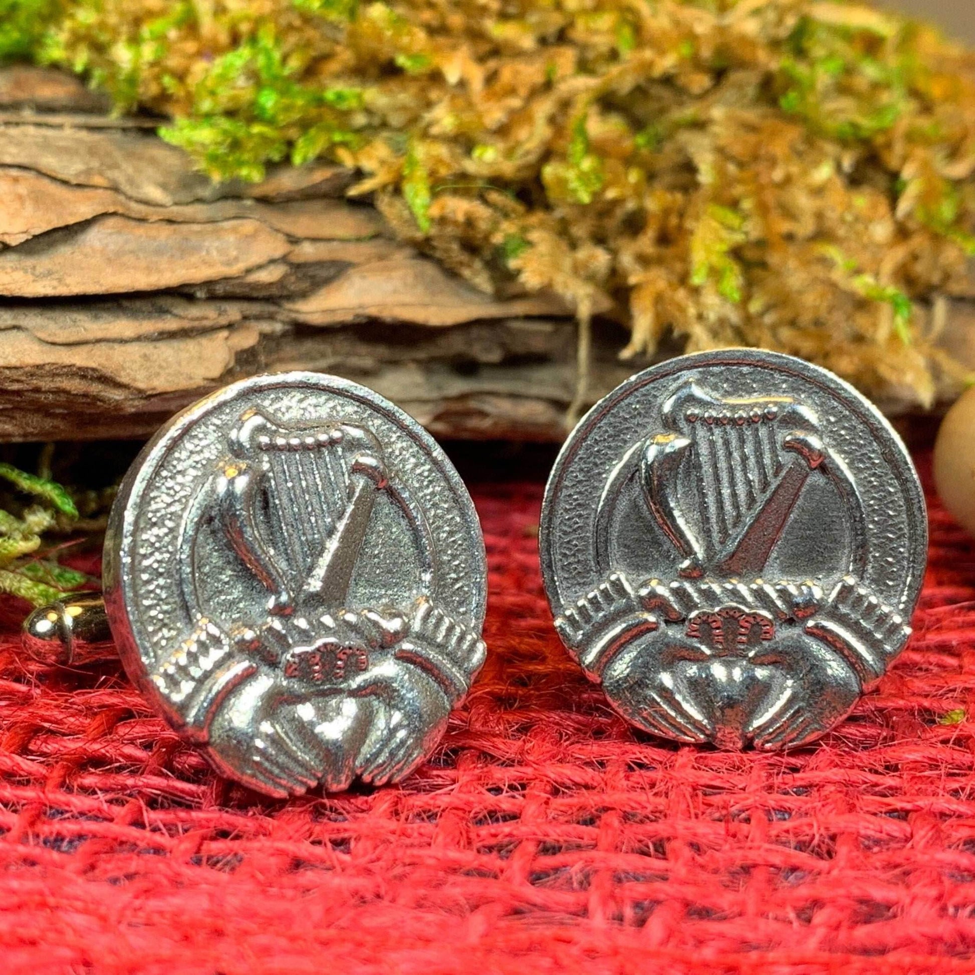 Irish Claddagh & Harp Cuff Links - 