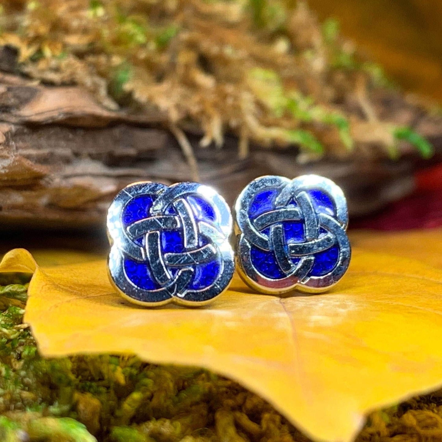 Dara Knot Stud Earrings - Blue