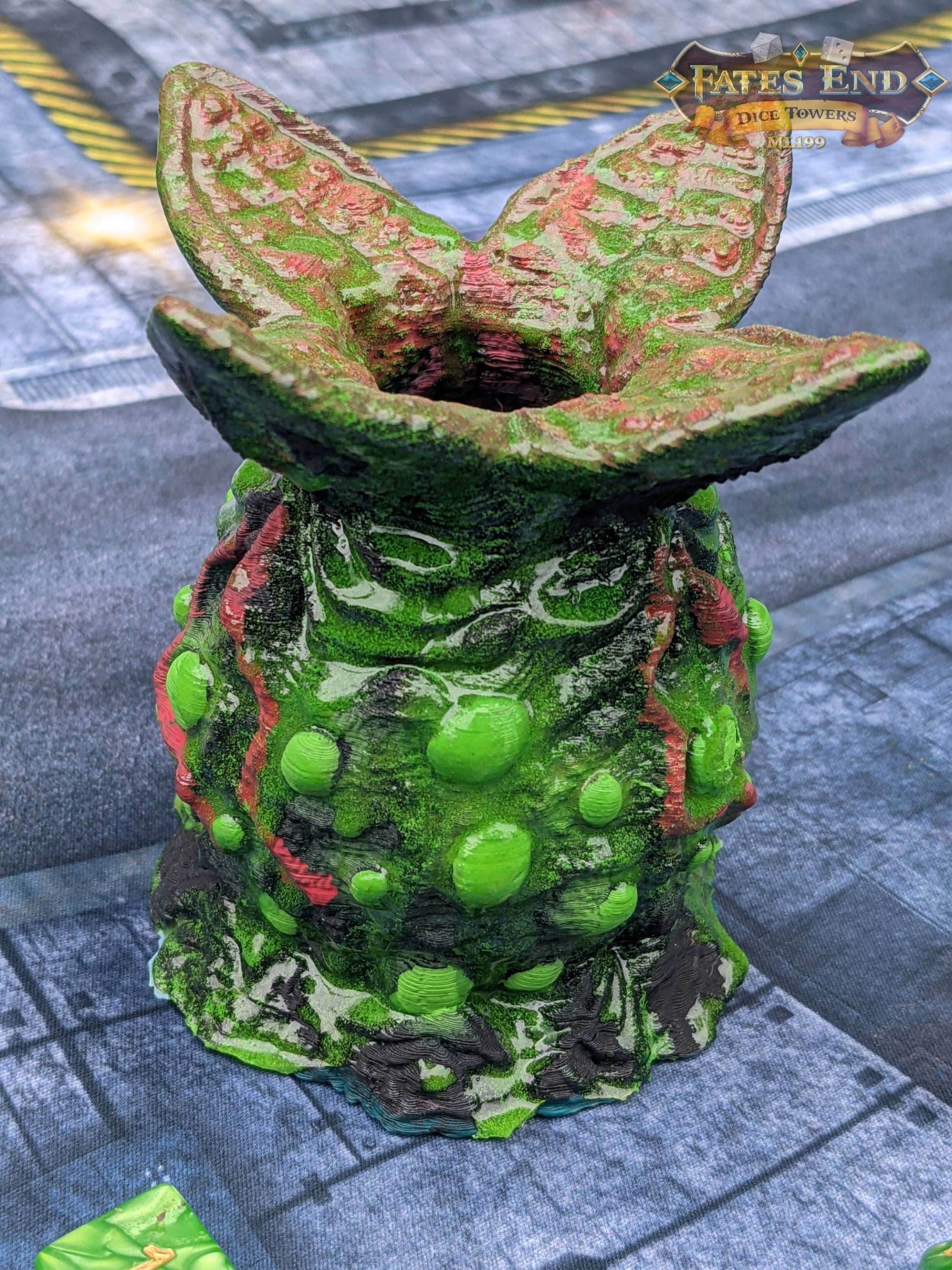 Alien Egg Pod 3D Printed Dice Box | D20 Dice Jail | Dice Vault - Fate's End Collection - Encase Your Dice in the Dread & Wonder of Deep Space Horror! - Black / Yes- Include Random Dice Set