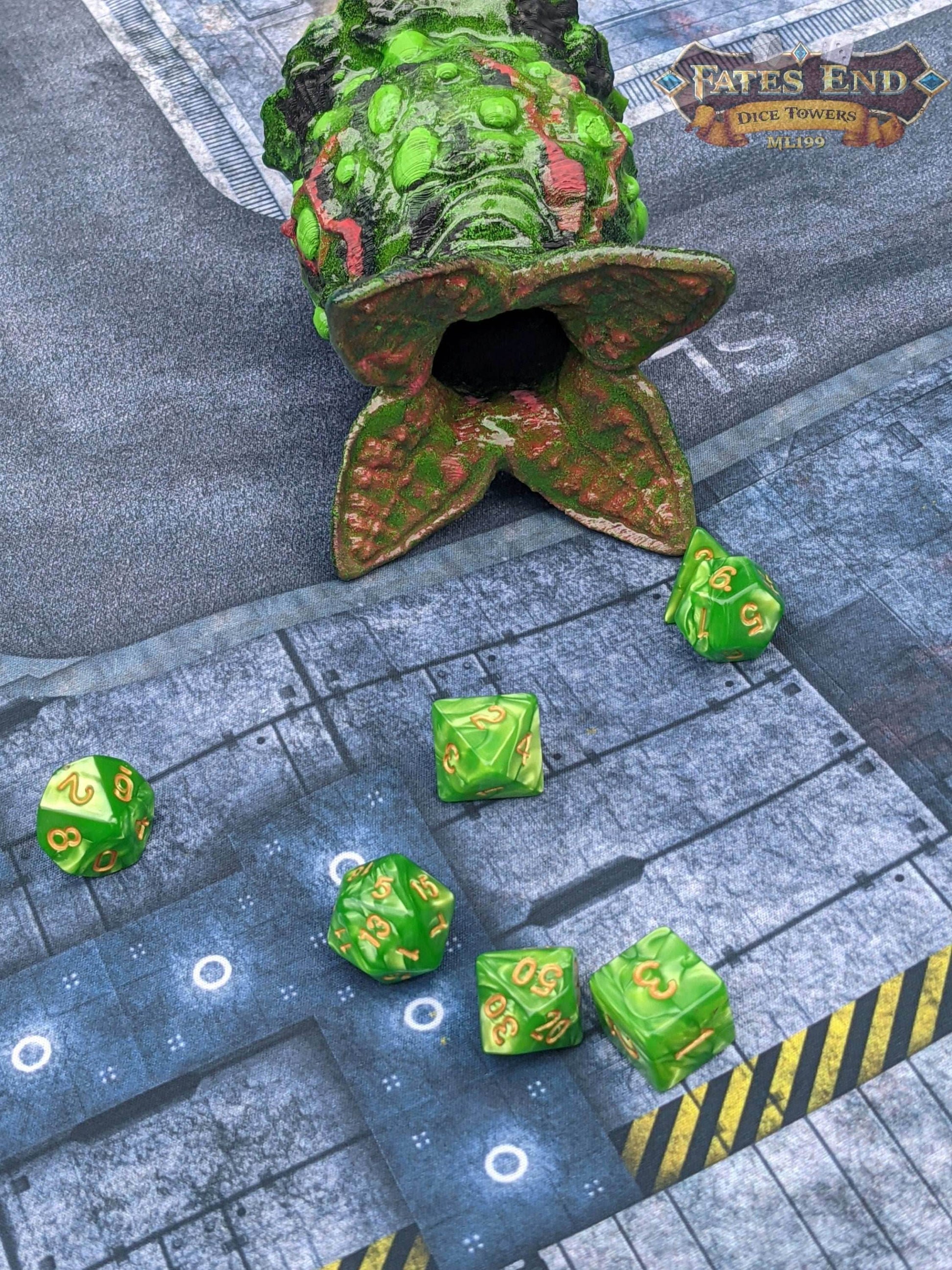 Alien Egg Pod 3D Printed Dice Box | D20 Dice Jail | Dice Vault - Fate's End Collection - Encase Your Dice in the Dread & Wonder of Deep Space Horror! - Black / Yes- Include Random Dice Set