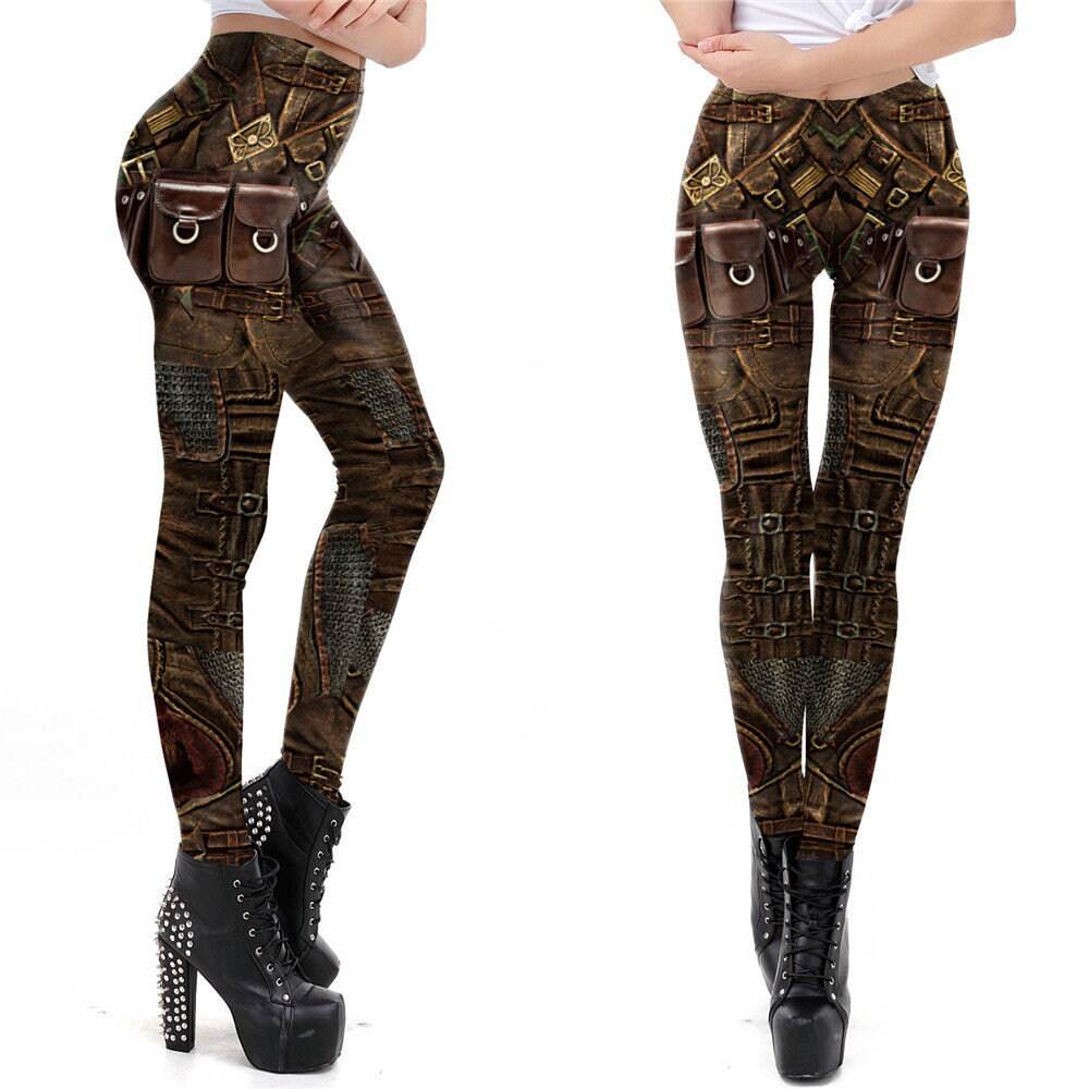 Adventurer Print Leggings | Yoga Pants | Steampunk Stretchy - Small