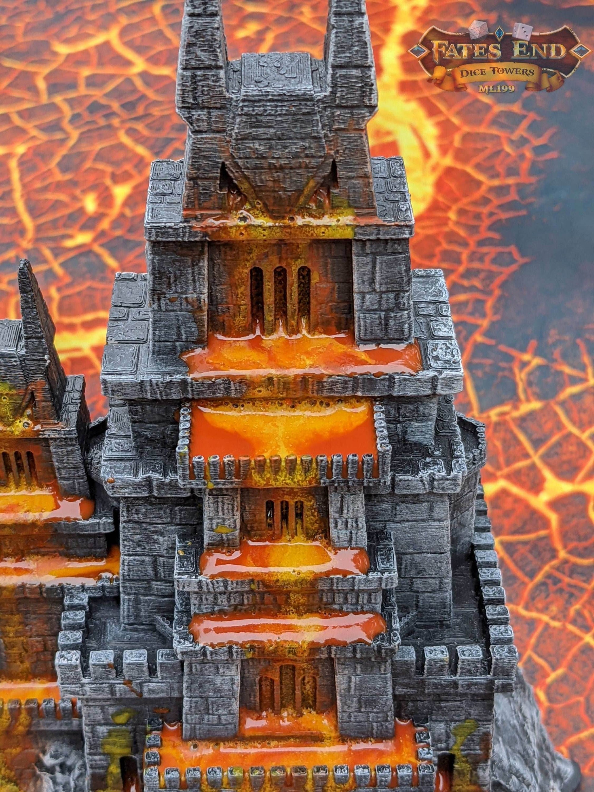 Dragonborn Dice Tower - Fate's End Collection - Channel the Fiery Soul of Dragonkind with Every Fateful Roll. - Black / Yes- Include Random Dice Set