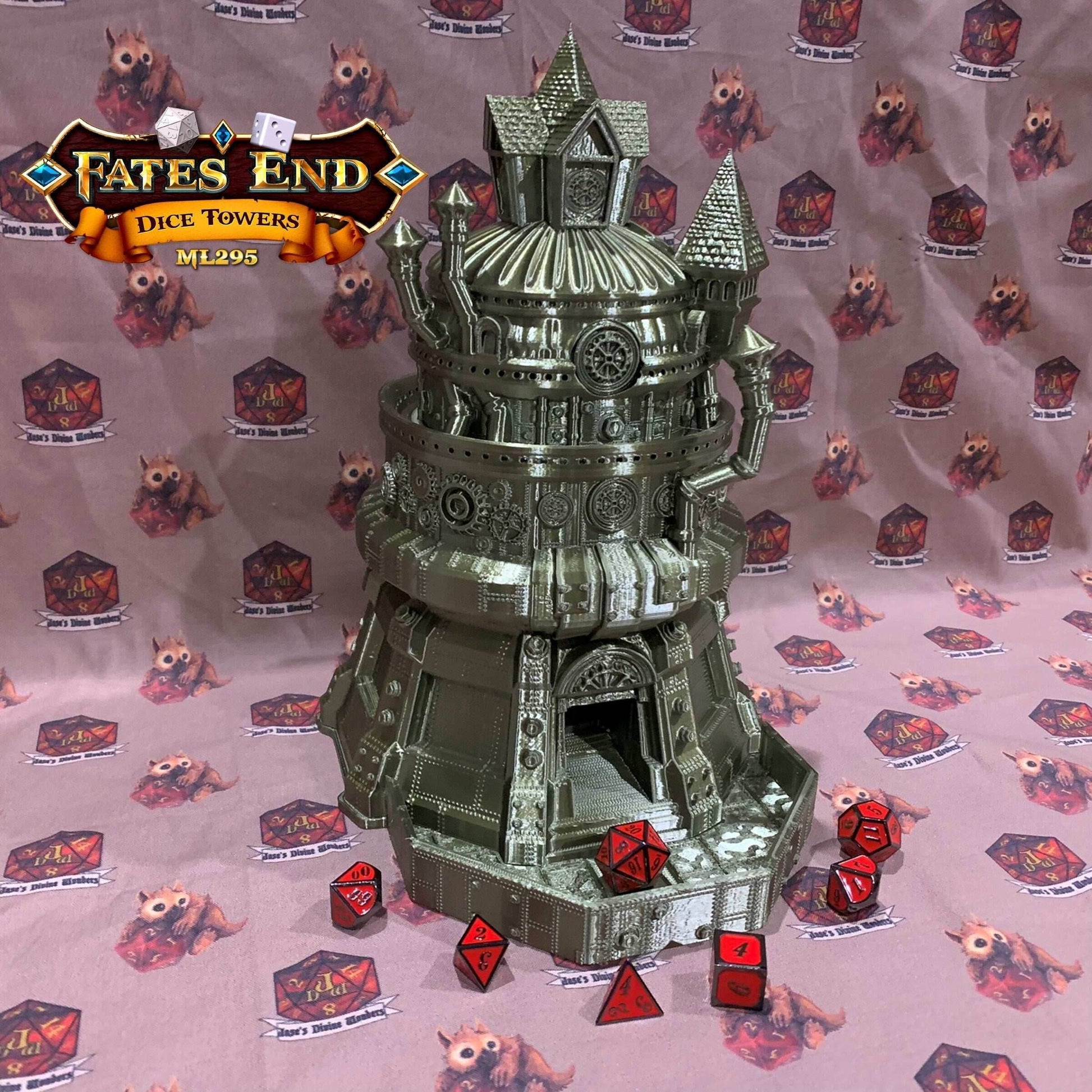 Fates End Artificer Dice Tower - Green Bronze / Without Tray