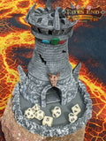 Fighter 3D Printed Dice Tower - Fate's End Collection - Stand your ground with each roll! - Black / Yes- Include Random Dice Set