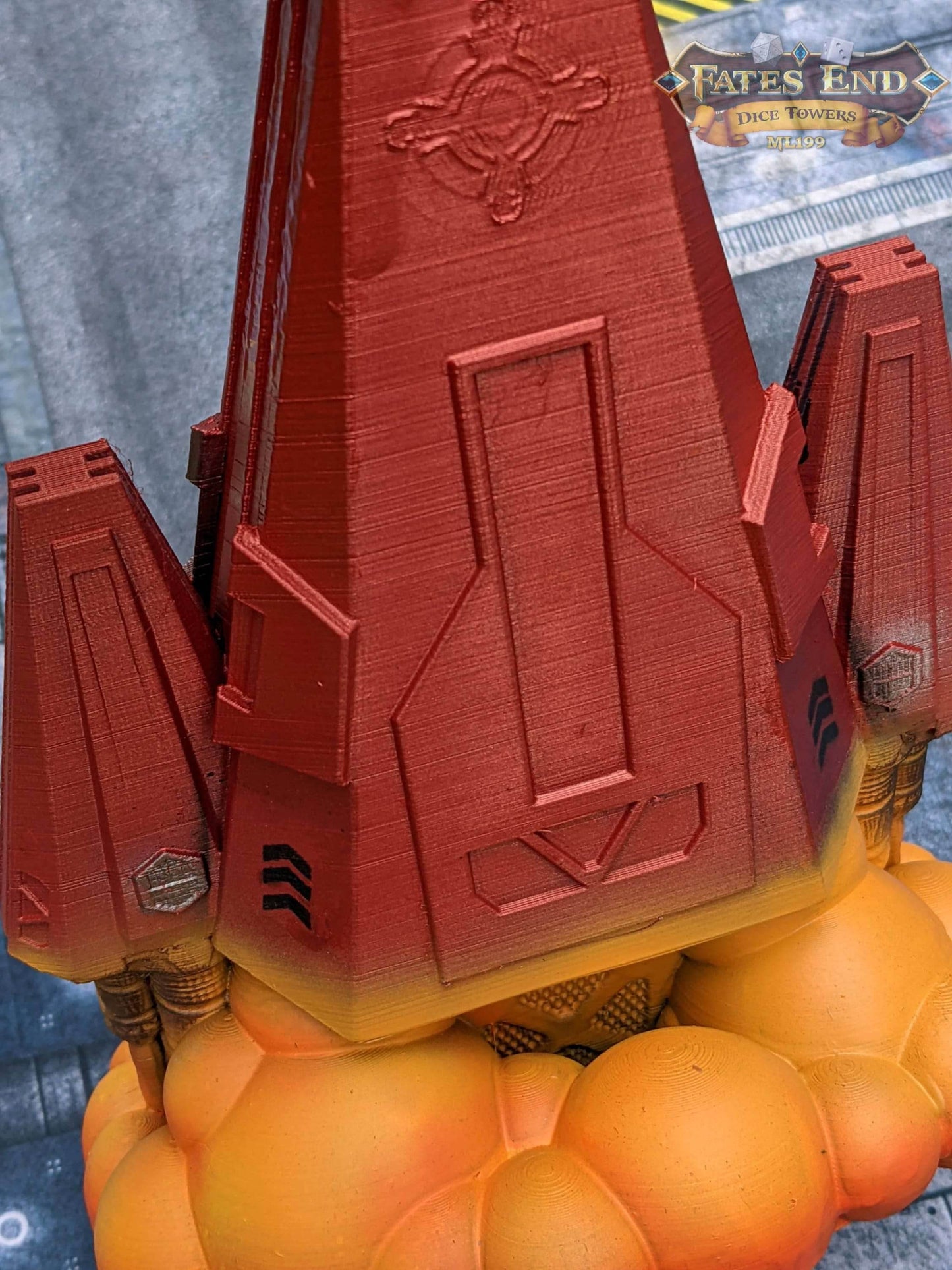Space Ship 3D Printed Dice Tower - Fate's End Collection - Tabletop RPG Gaming Cyberpunk Cosplay - Traverse Galactic Realms & Stellar Rolls. - Black / Yes- Include Random Dice Set