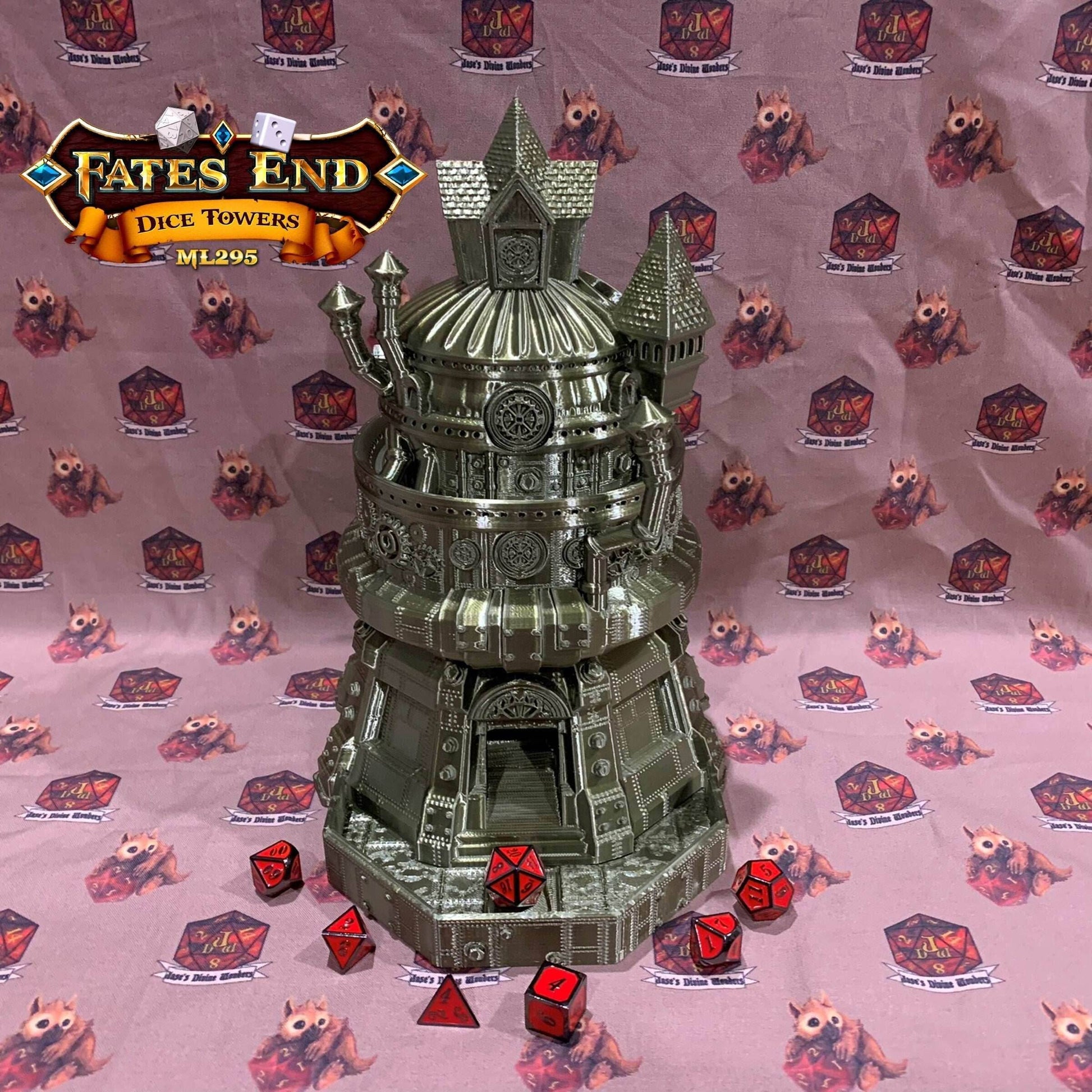 Fates End Artificer Dice Tower - Green Bronze / Without Tray