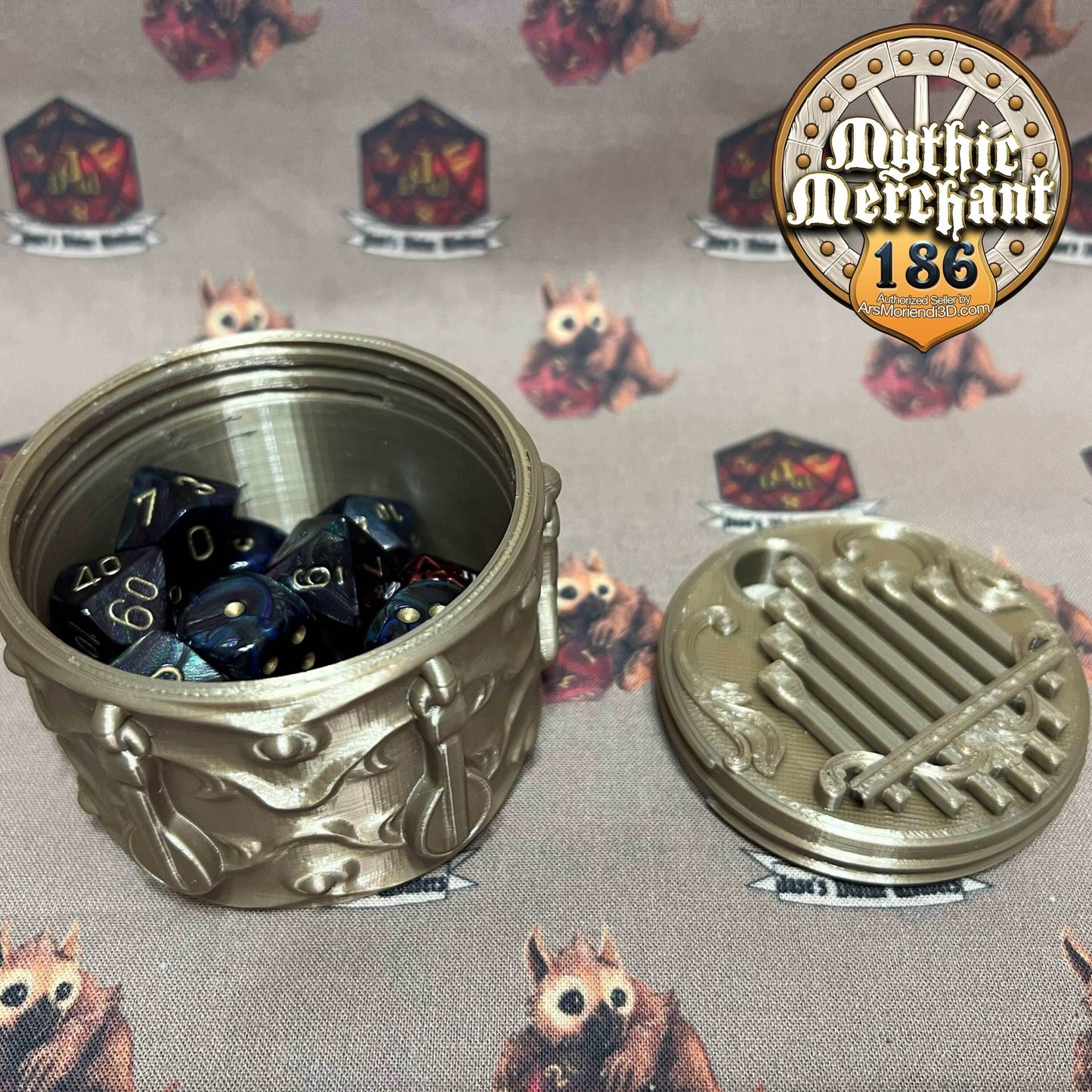 Bard Dice Case from Ars Moriendi 3D - Dungeons and Dragons, Pathfinder, TTRPG, Dice Cup/Roller - Black