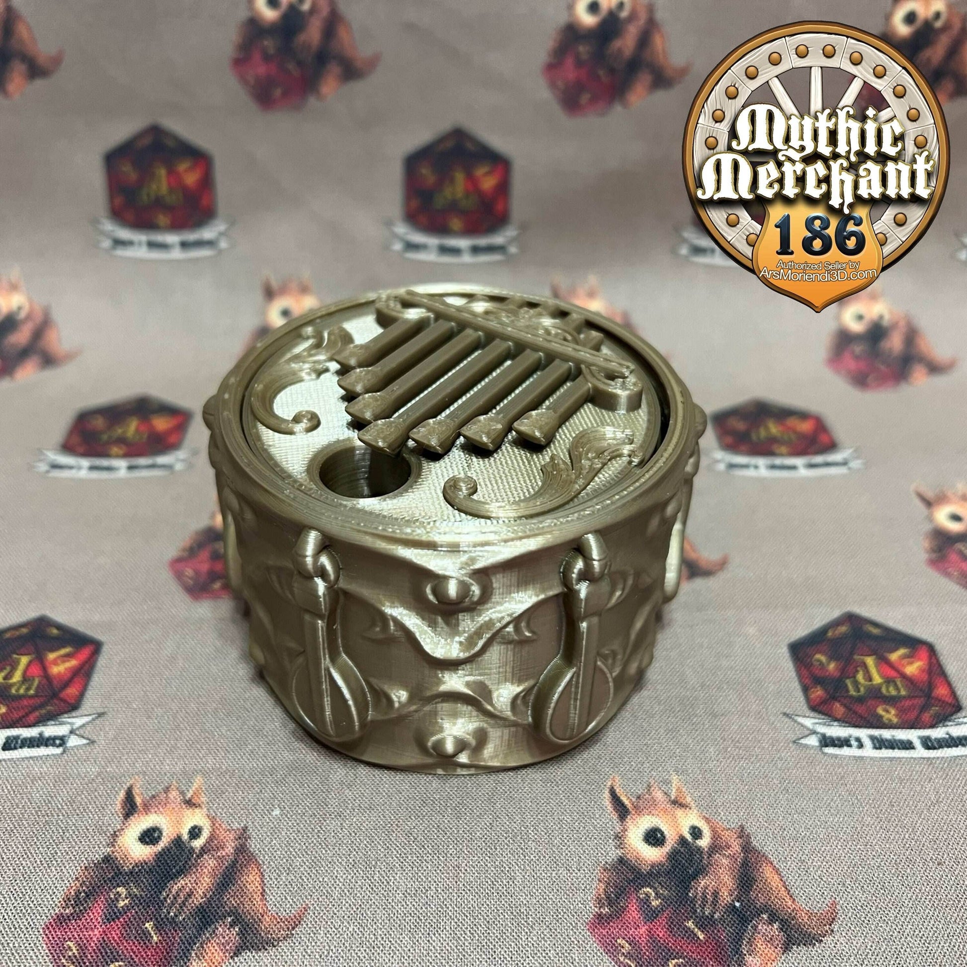 Bard Dice Case from Ars Moriendi 3D - Dungeons and Dragons, Pathfinder, TTRPG, Dice Cup/Roller - Black
