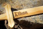 Sturdy Wooden Sword with Leather Wrapped Handle