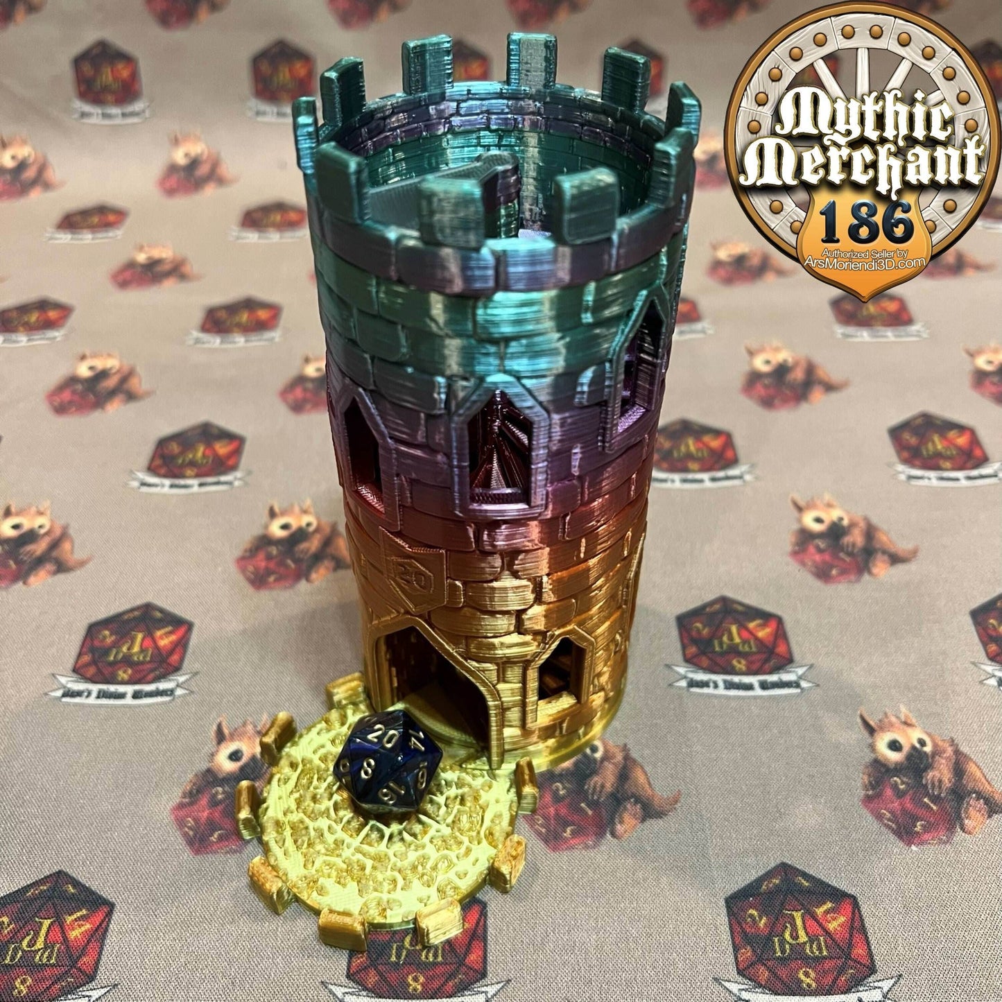 Mythic Mug Dice Tower from Ars Moriendi 3D - Dungeons and Dragons, Pathfinder, TTRPG, Dice Cup/Roller - Black