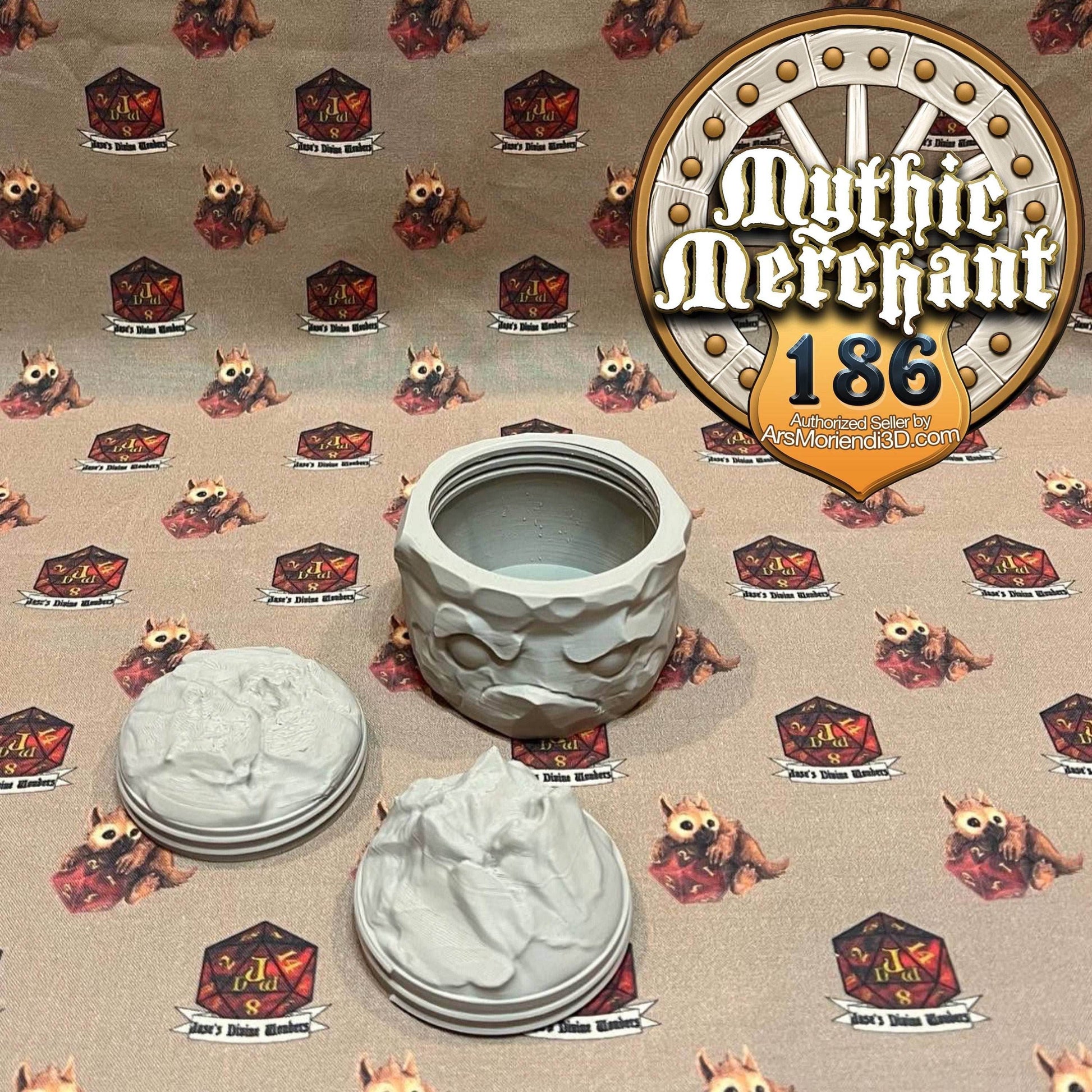 Golem Dice Case from Ars Moriendi 3D - Dungeons and Dragons, Pathfinder, TTRPG, Dice Cup/Roller - Black / Glim A