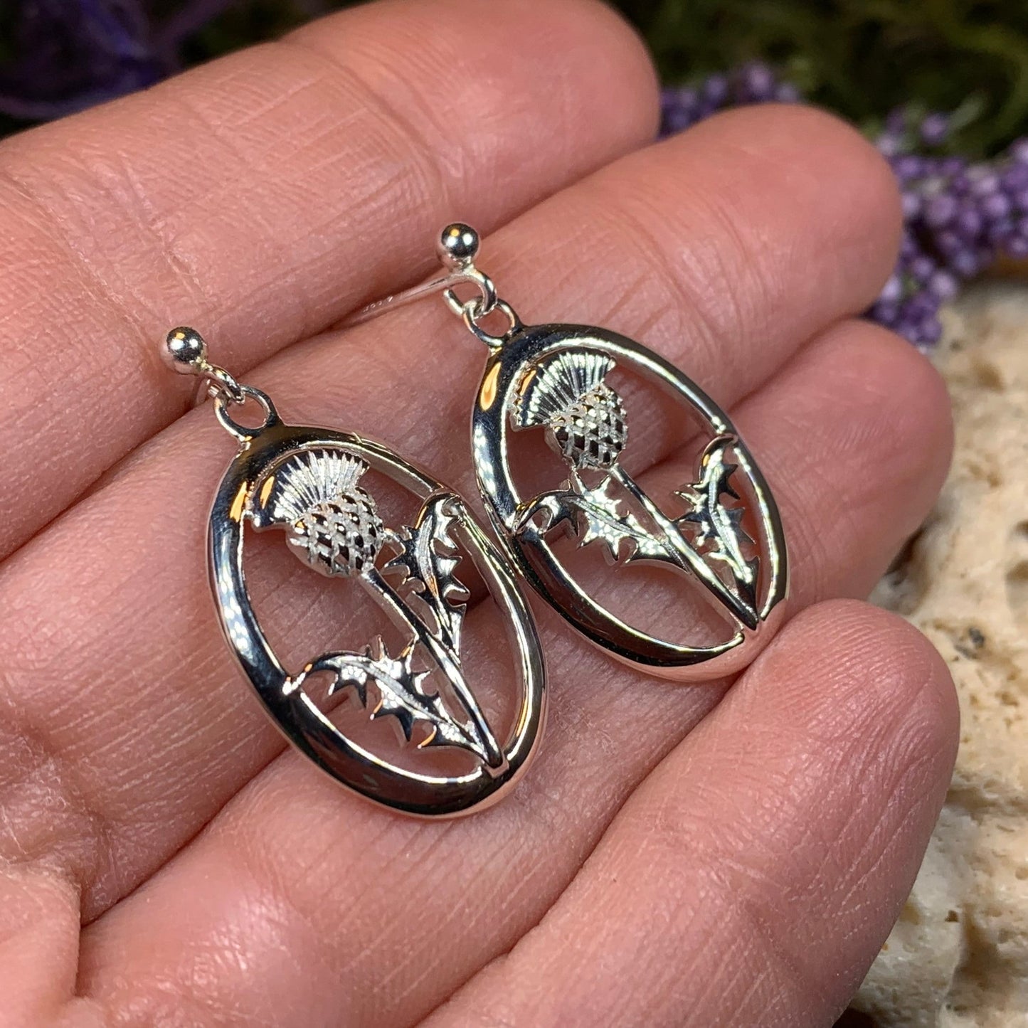 Realistic Scottish Thistle Earrings