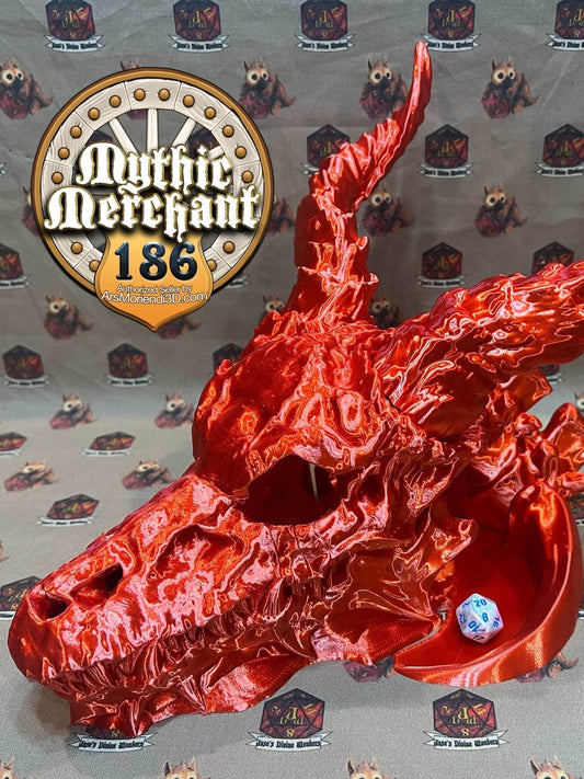 Dragon Skull Dice Tower from Ars Moriendi 3D - With Horn Lids / Black