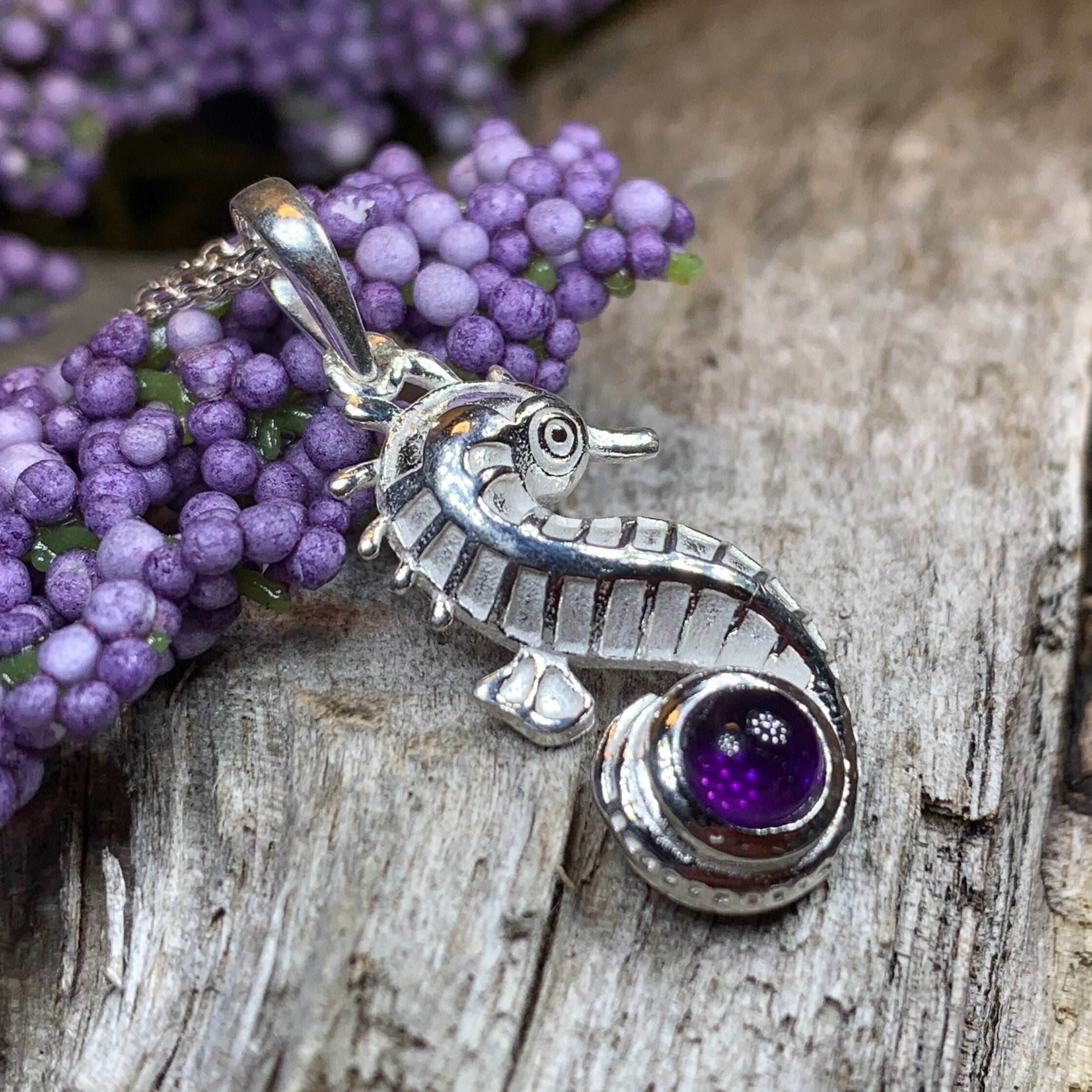 Seasprite Seahorse Necklace - 18 / Amethyst