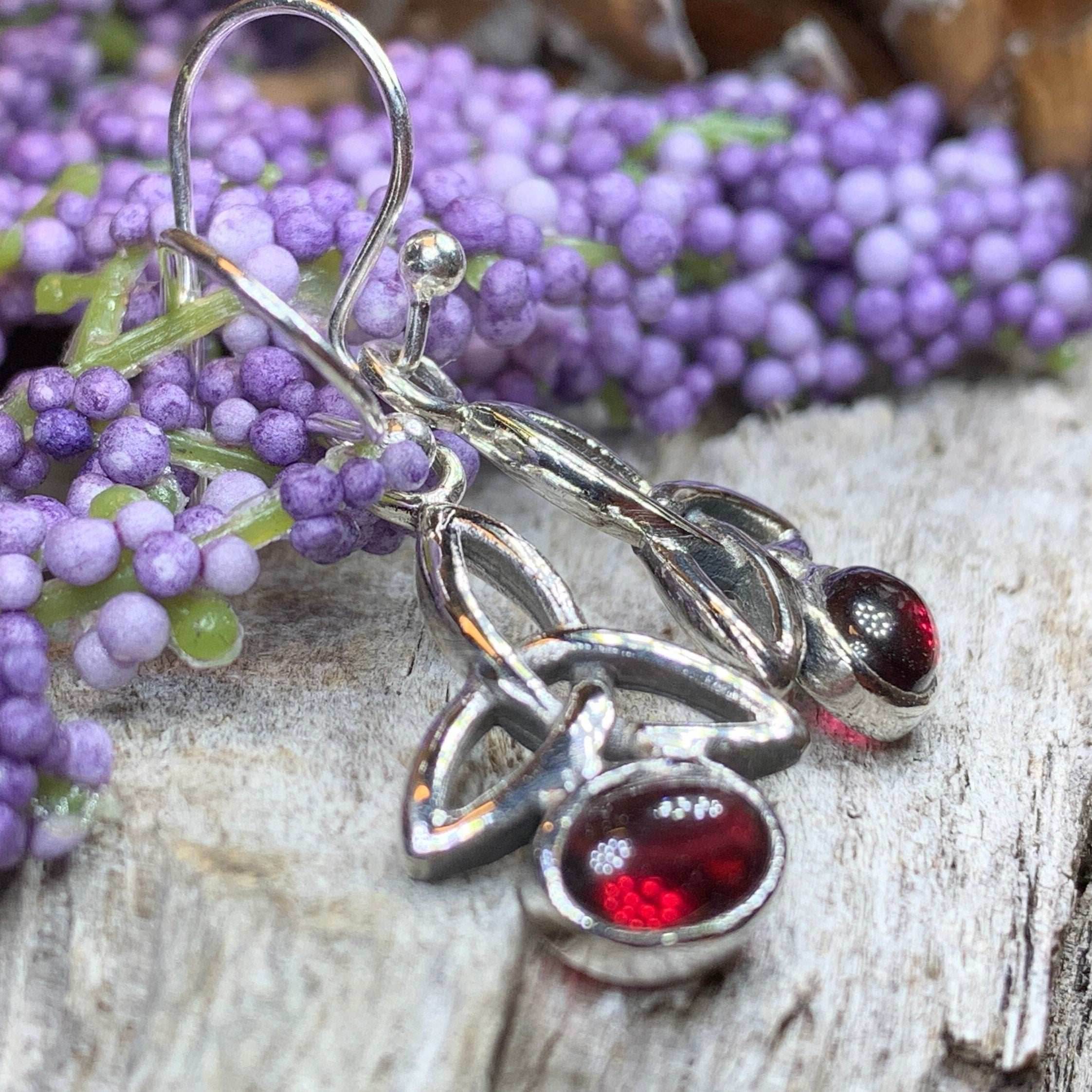 Jayden Trinity Knot Earrings - Garnet