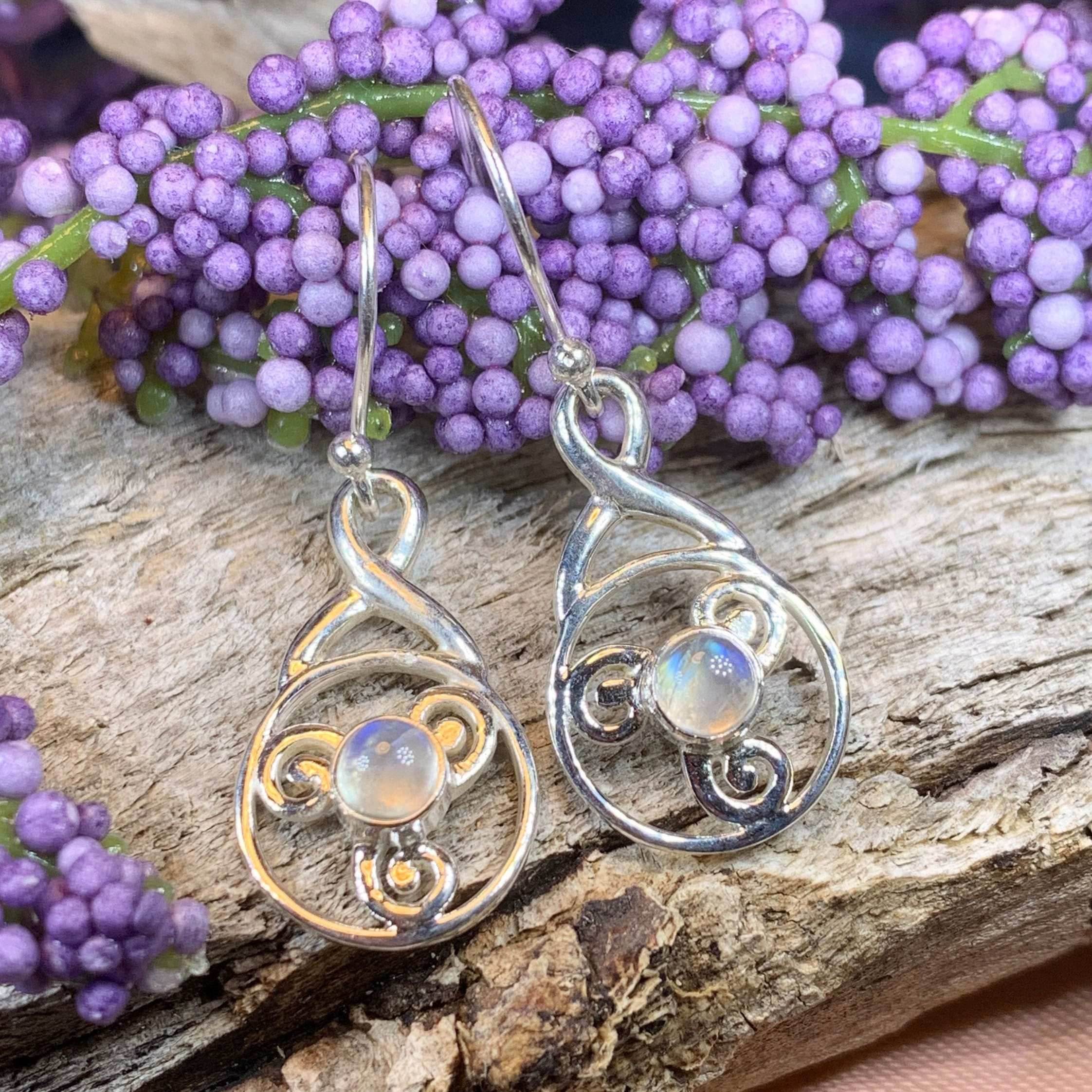 Moira Celtic Spiral Earrings - Amethyst