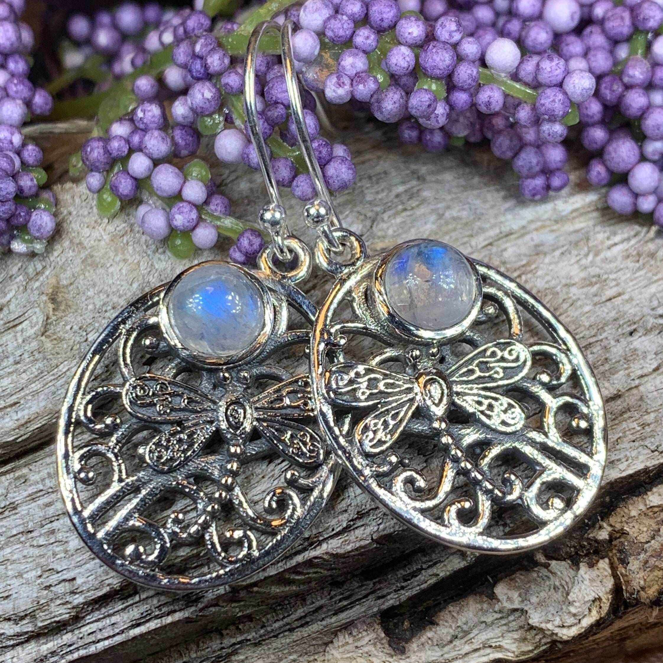 Forest Glen Dragonfly Earrings - Chalcedony