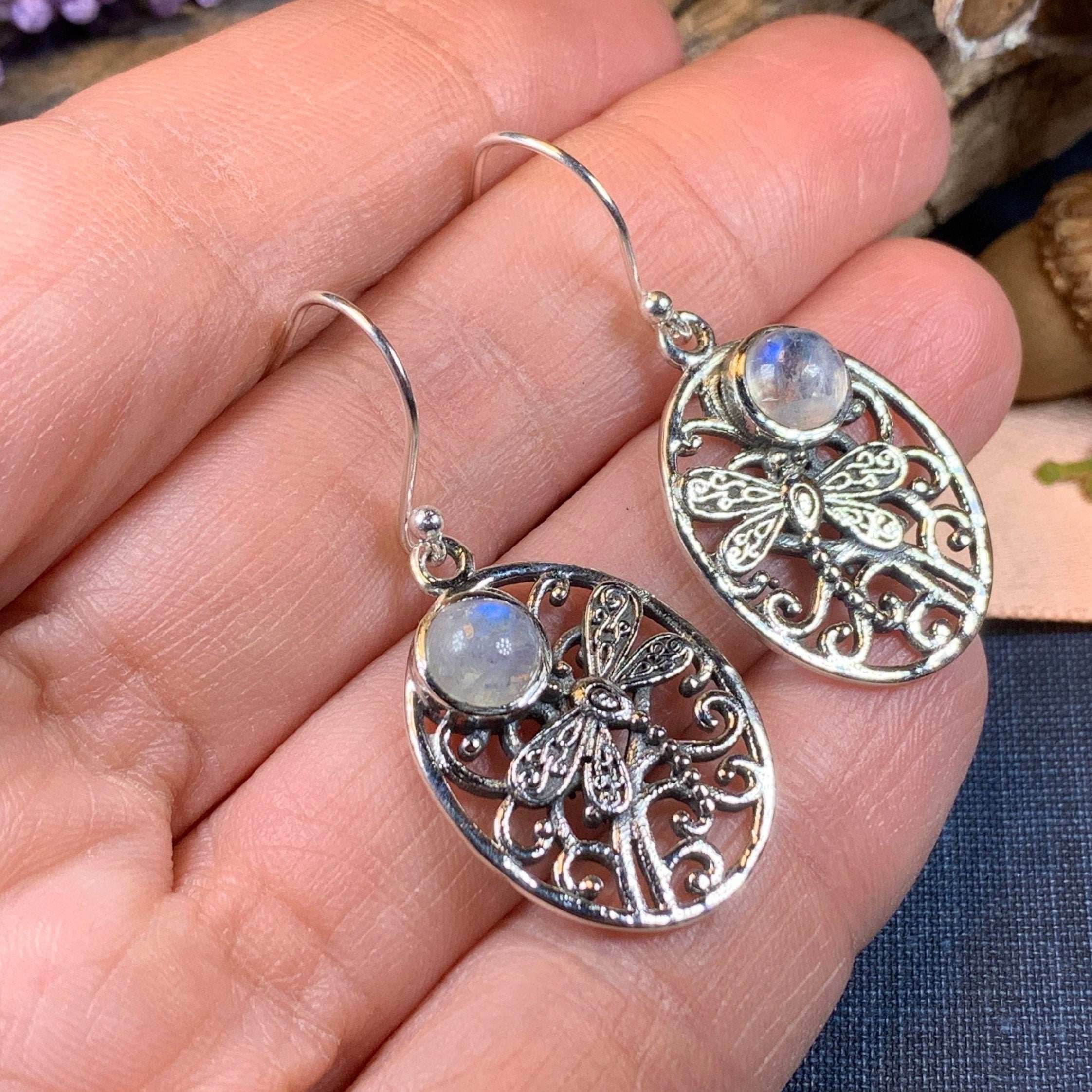 Forest Glen Dragonfly Earrings - Chalcedony