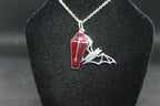 Red Coffin Bat Necklace Necklace Crystal Witch Witchy Jewelry Witchcraft Wicca Wiccan Pagan Metaphysical