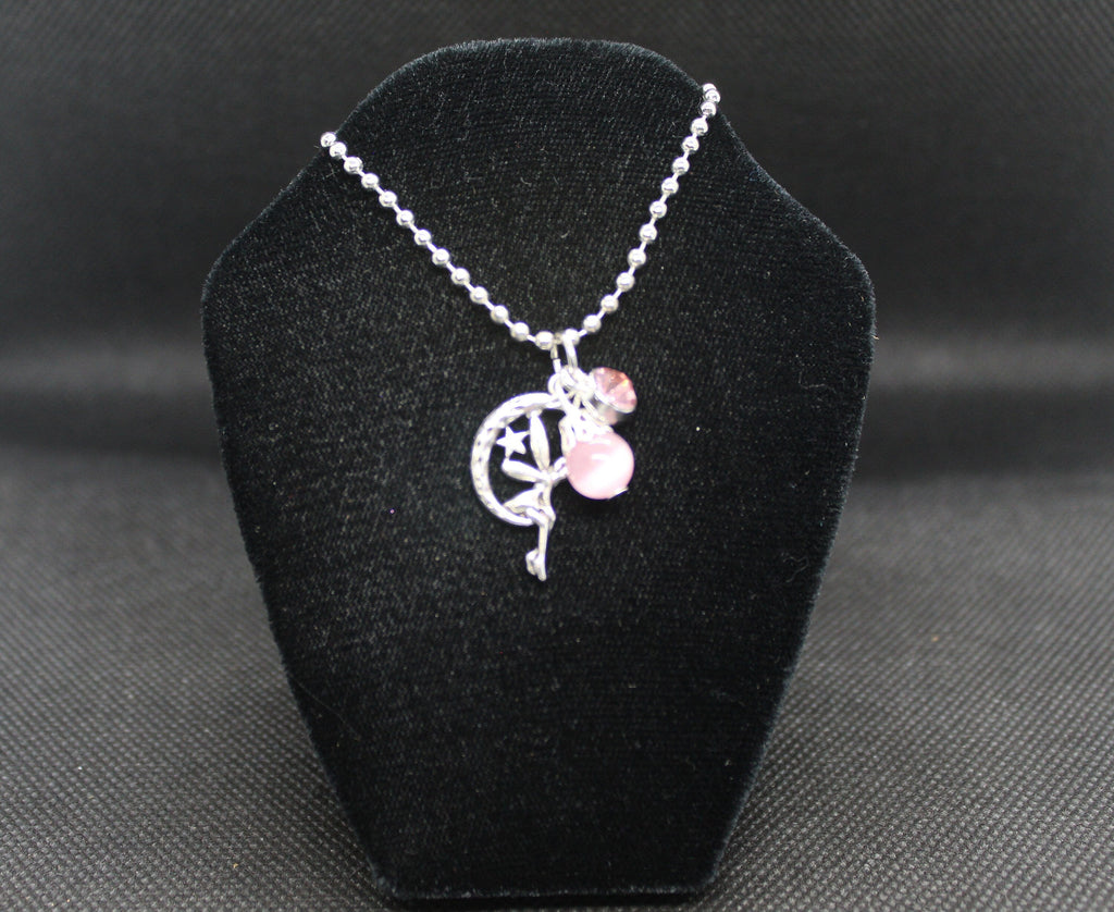 Pink Fairy Cat's Eye Necklace Crystal Witch Witchy Jewelry Witchcraft Wicca Wiccan Pagan Metaphysical
