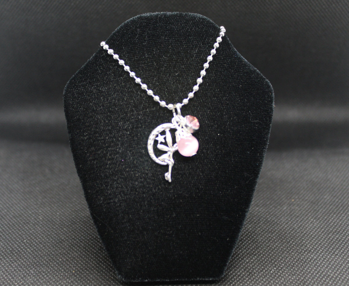 Pink Fairy Cat's Eye Necklace Crystal Witch Witchy Jewelry Witchcraft Wicca Wiccan Pagan Metaphysical
