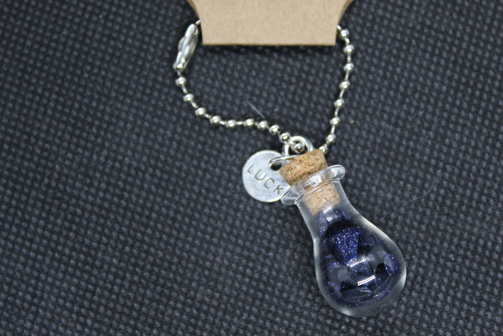 Blue Sandstone Luck Keychain Charm Zipper Pull Crystal Witch Witchy Jewelry Witchcraft